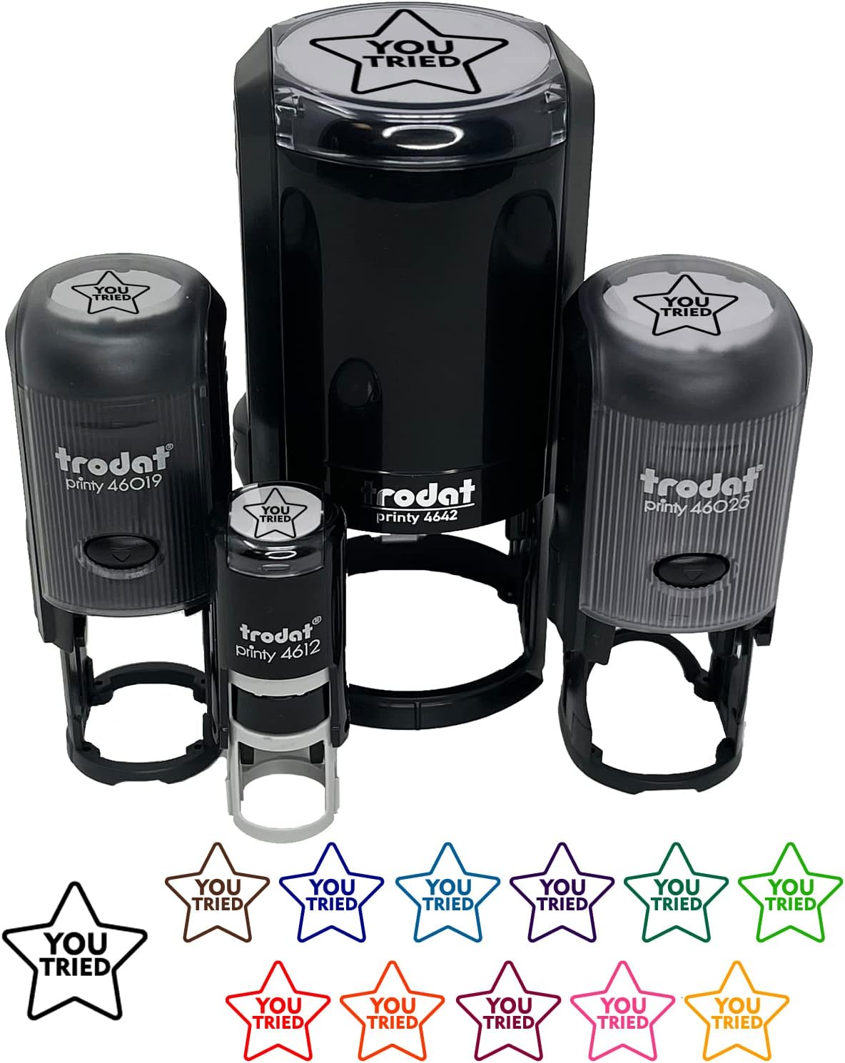 You Tried Star Self-Inking Rubber Stamp Ink Stamper for Stamping Crafting Planners - 1-1/2 Inch Large - Red Ink