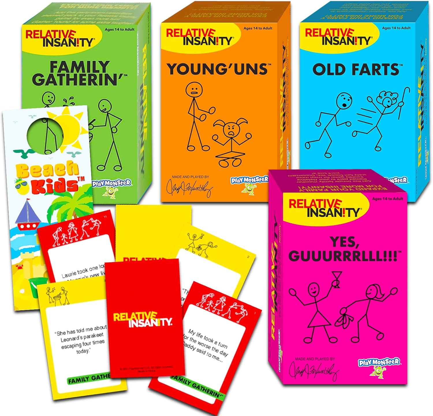 Relative Insanity Game Cards Set 4 Pack Bundle with 4