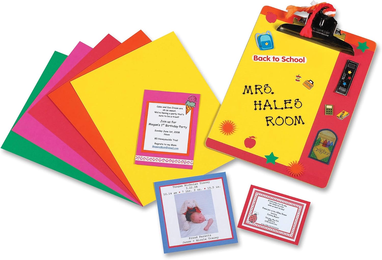 Pacon Card Stock, Bright Assortment, 5 Colors, 8-1/2" x 11", 100 Sheets