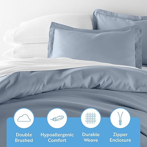 Miniatura 4 de Linen Market - Juego de funda de edredón ultrasuave de 3 piezas, tamaño matrimonialqueen, color azul claro