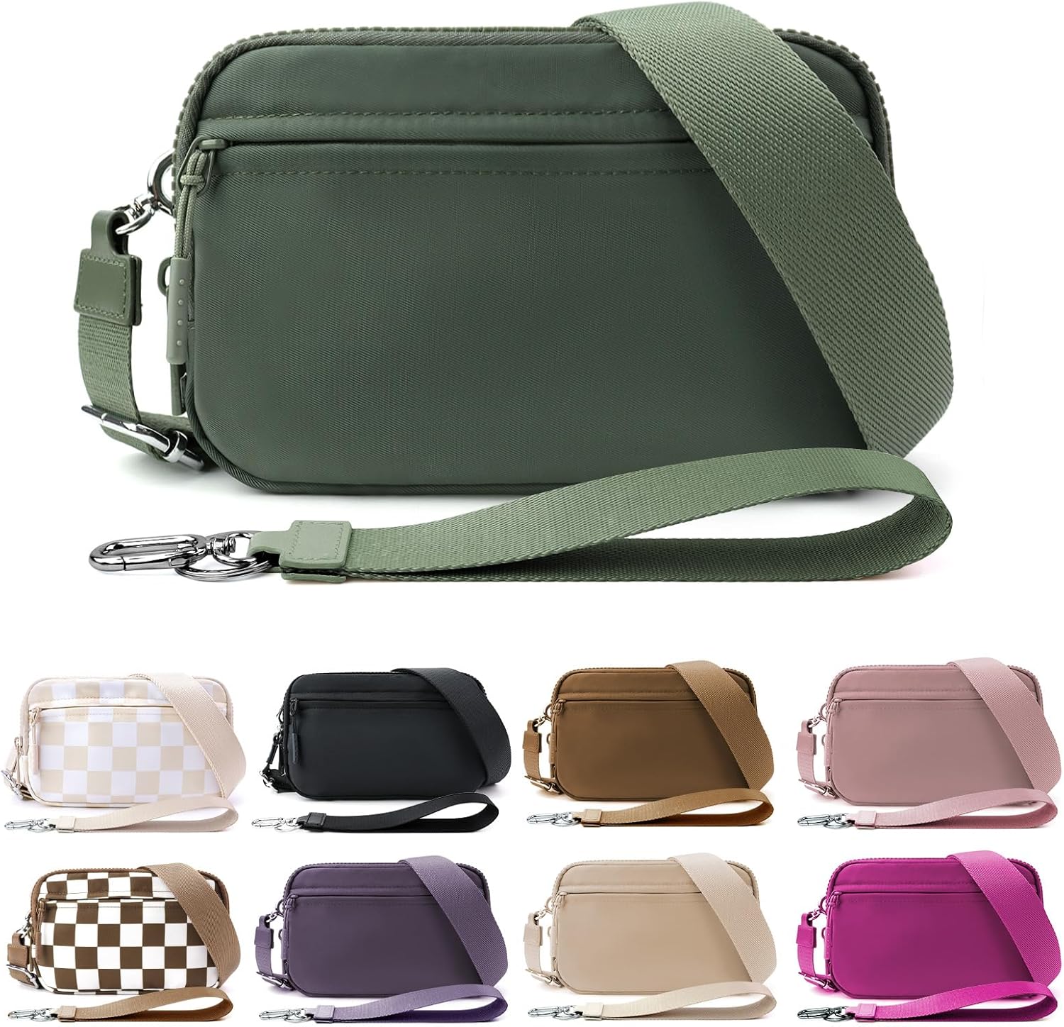 IBEE Dual Wristlet Wallets for Women RFID Blocking Crossbody Wallets Purse with ID Window Large Wristlet Purse Nylon