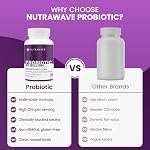 Nutrawave 50 BILLION Probiotics Women & Men, 15 Strains Active Culture. Relieves Bloating and Constipation, Improved Digestion and Gut Health Supplement, Non-GMO, Vegan, Gluten Free. 60 Vegan Capsules/ 60 Day Supply