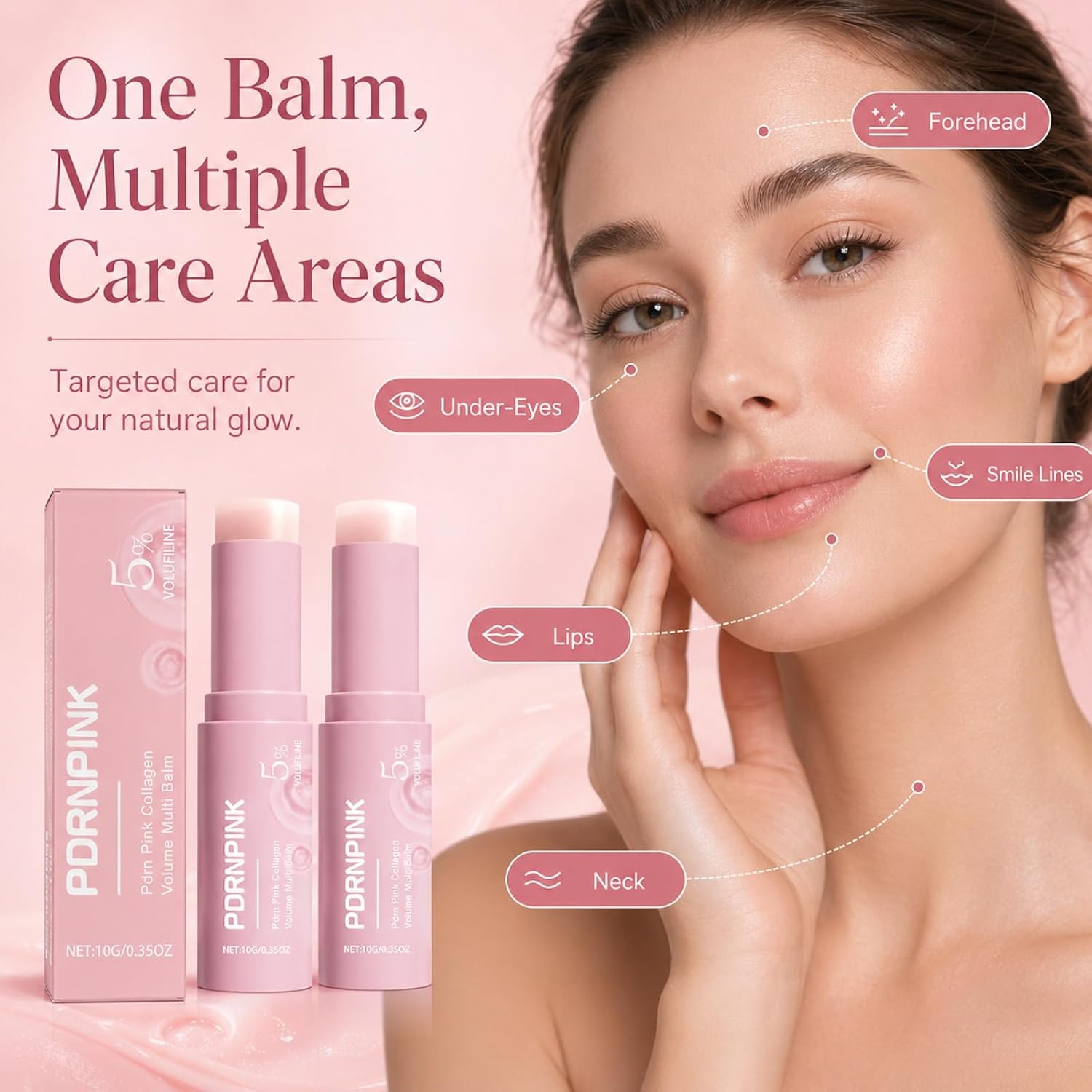 PDRN Pink Collagen Volume Multi Balm, Volufiline Face & Body Stick, 2 Pack