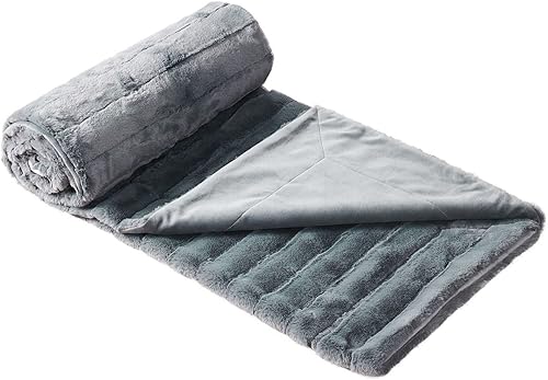 Miniatura 7 de BYTIDE Manta de felpa de piel sintética a rayas con respaldo de microvisón, suave, cálida, acogedora, mullida y mullida para sofá, silla, funda de