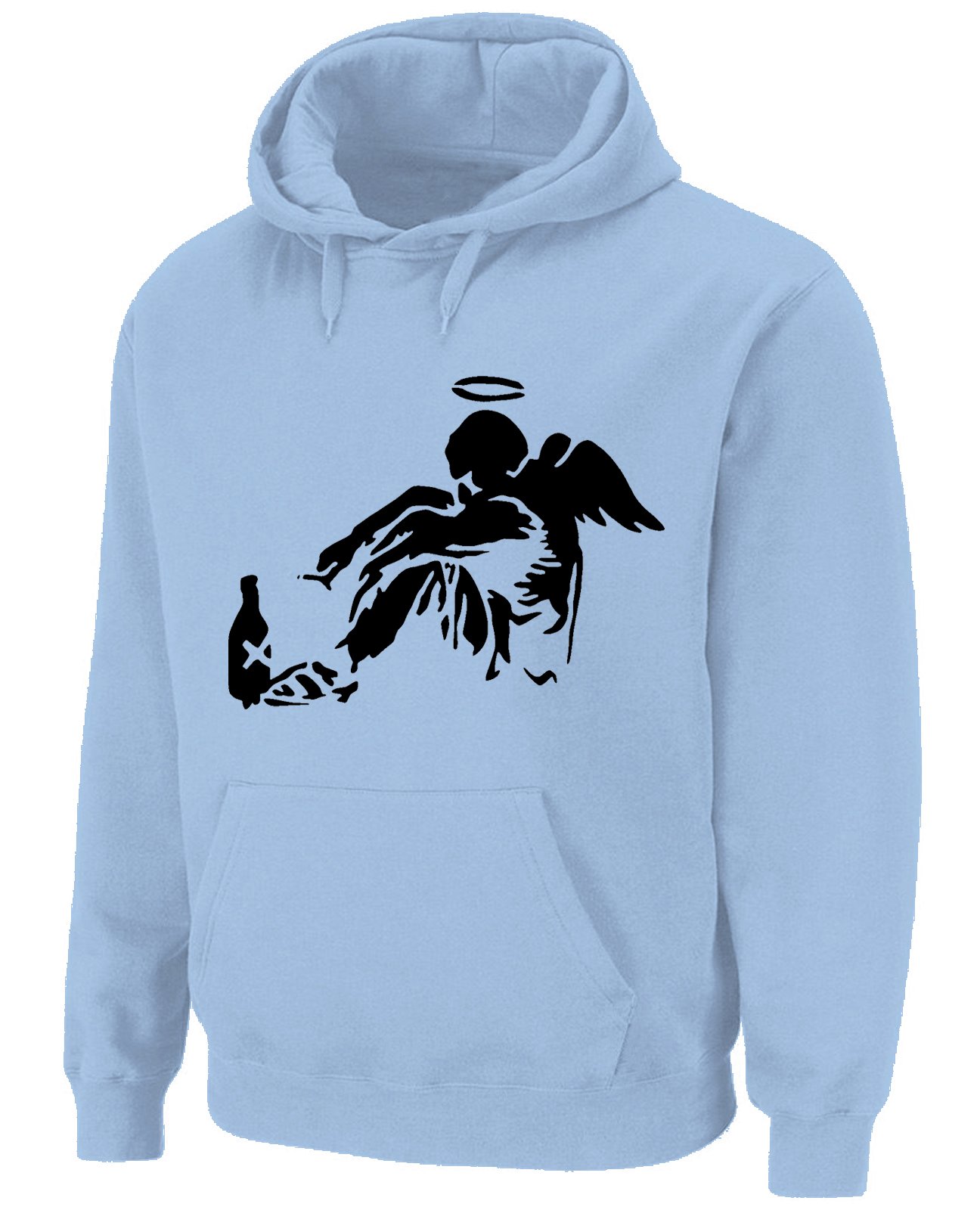 Tribal T-Shirts Mens Banksy Fallen Angel Hoody (Large, Blue)