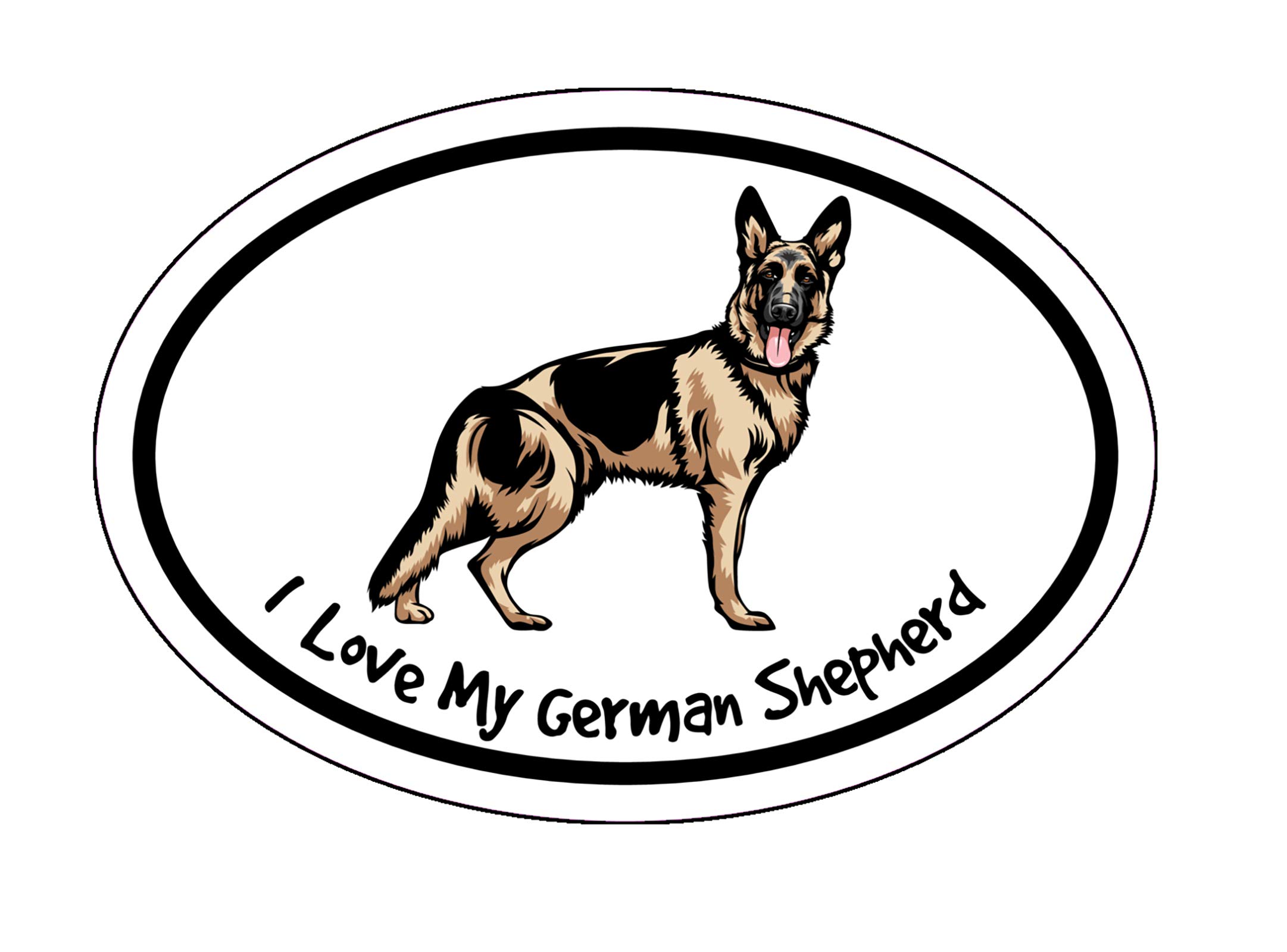 Autocollant allemand I Love My German Shepherd ovale pour voiture et ordinateur
