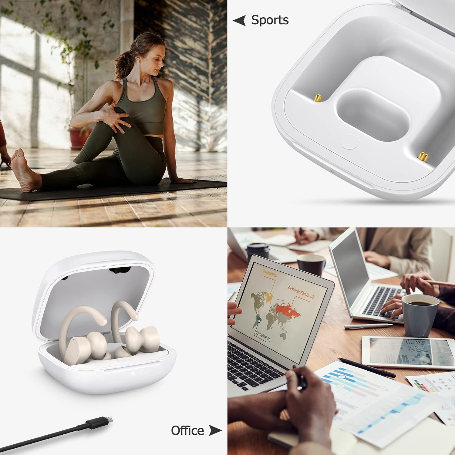 Charging Case Replacement Compatible for Powerbeats Pro Charger with Bluetooth Pairing Sync Button, 700mAh Built-in Battery (Not Include Powerbeats Pro) White