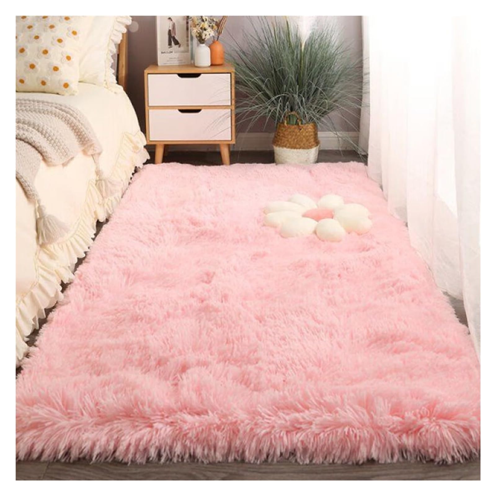 GOUSANG Ultra Soft Floor Carpet 240 x 290 cm Pet-Friendly Carpet High Traffic Areas Super Plush for Bedrooms Bathroom Living Room, Pink
