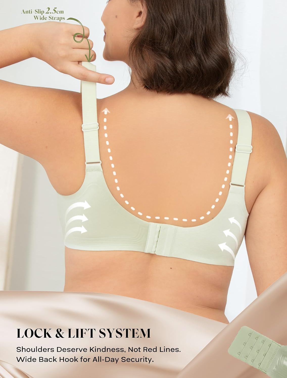 COMFELIE Bras for Women 2025 Luxury Satin Curve Pop NanoSoft Seamless Wireless Bra with Laundry Bag