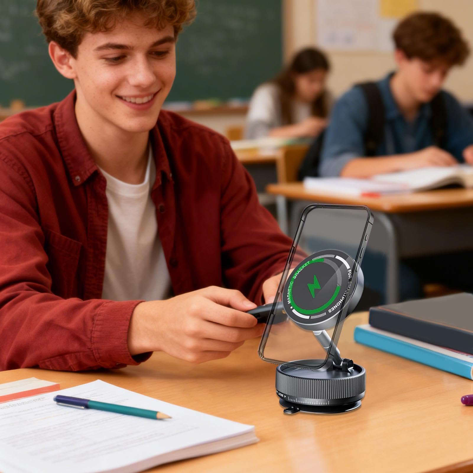 Soporte magnético para teléfono de coche, soporte universal para teléfonos inteligentes, soporte de ventosa fuerte con rotación de 360° para escritorio, gimnasio, cocina, viajes y desplazamientos