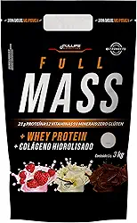 Fullife Nutrition, Full Mass, Hipercalórico, 21g de proteína + 12 vitaminas e 10 minerais, Sabor Morango, Pouch, 3 Kilos • 19 Doses