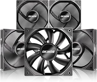 5 Pack, 120mm PWM Case Fans – 4-Pin Silent PC Fans, 1500 RPM High Airflow 67CFM, Low-Noise 28 dBA, Quiet Stealth Mode, Anti-Shock Pads, PWM Sharing w/ 1-to-3 Splitter Cable, Hurricane Series