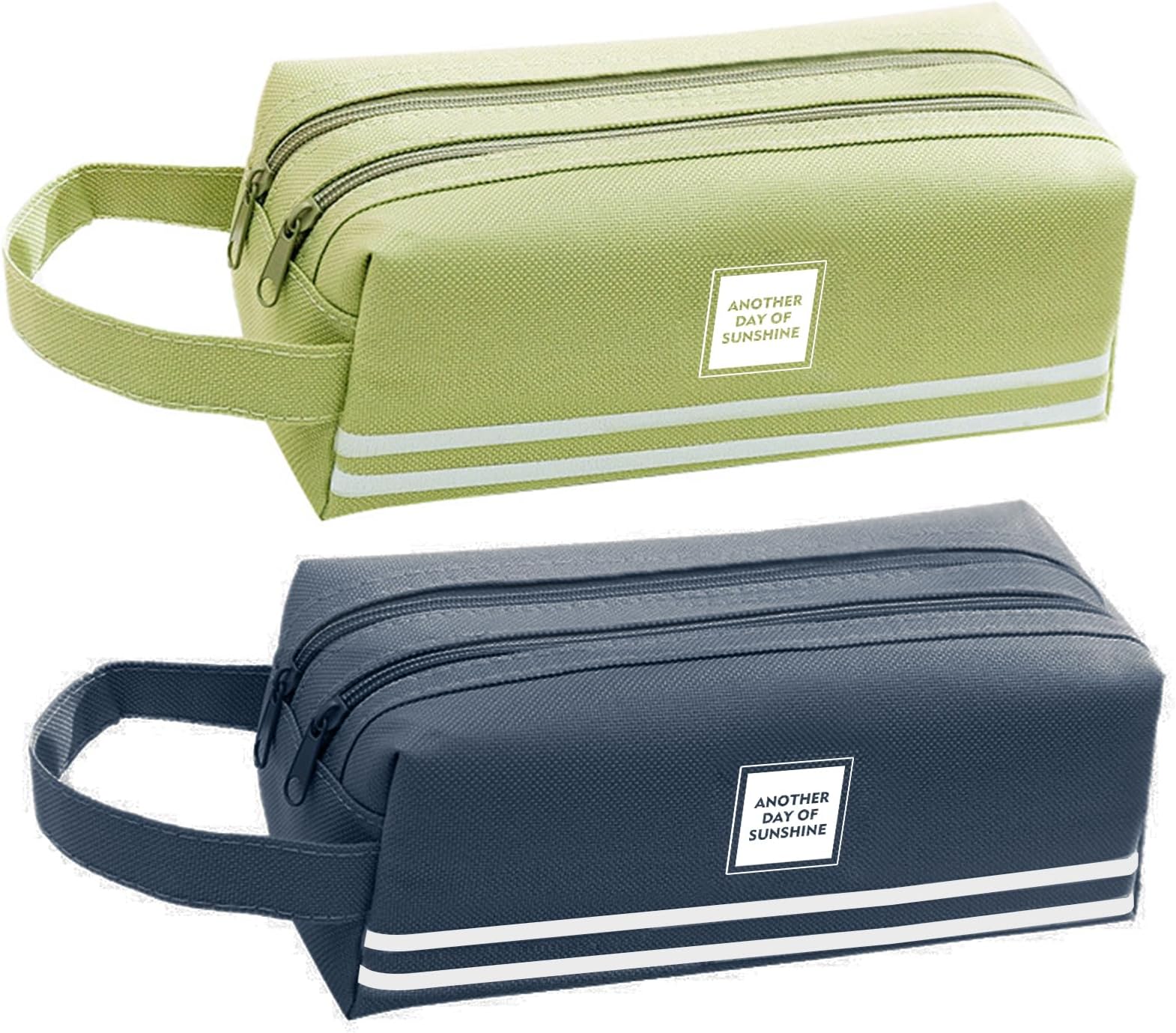 2PCS Large Pencil Case with Double Zipper, Pencil Pouch for Stationery Supplies, Special Exam Pencil Case for Kids & Adult, Cheap & Cute Pencil Cases (Blue and Green)