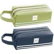 2PCS Large Pencil Case with Double Zipper, Pencil Pouch for Stationery Supplies, Special Exam Pencil Case for Kids & Adult, Cheap & Cute Pencil Cases Blue and Green