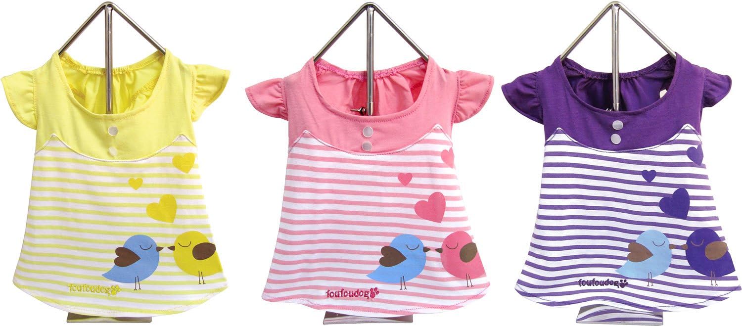 FouFou Dog Miss Lovebird Dress, Yellow, Small