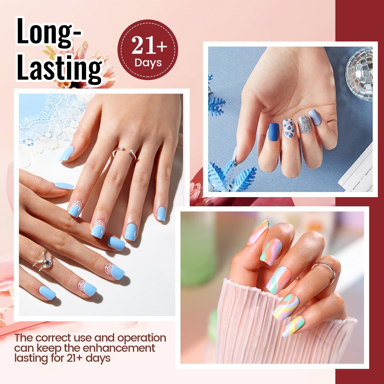 JODSONE 63Pcs Kit Ongle Gel UV Complet avec Lampe à ongles,32 Couleurs de Vernis Semi-Permanent comprenant base coat et top coat,Kit complet de manucure pour usage à domicile et en salon