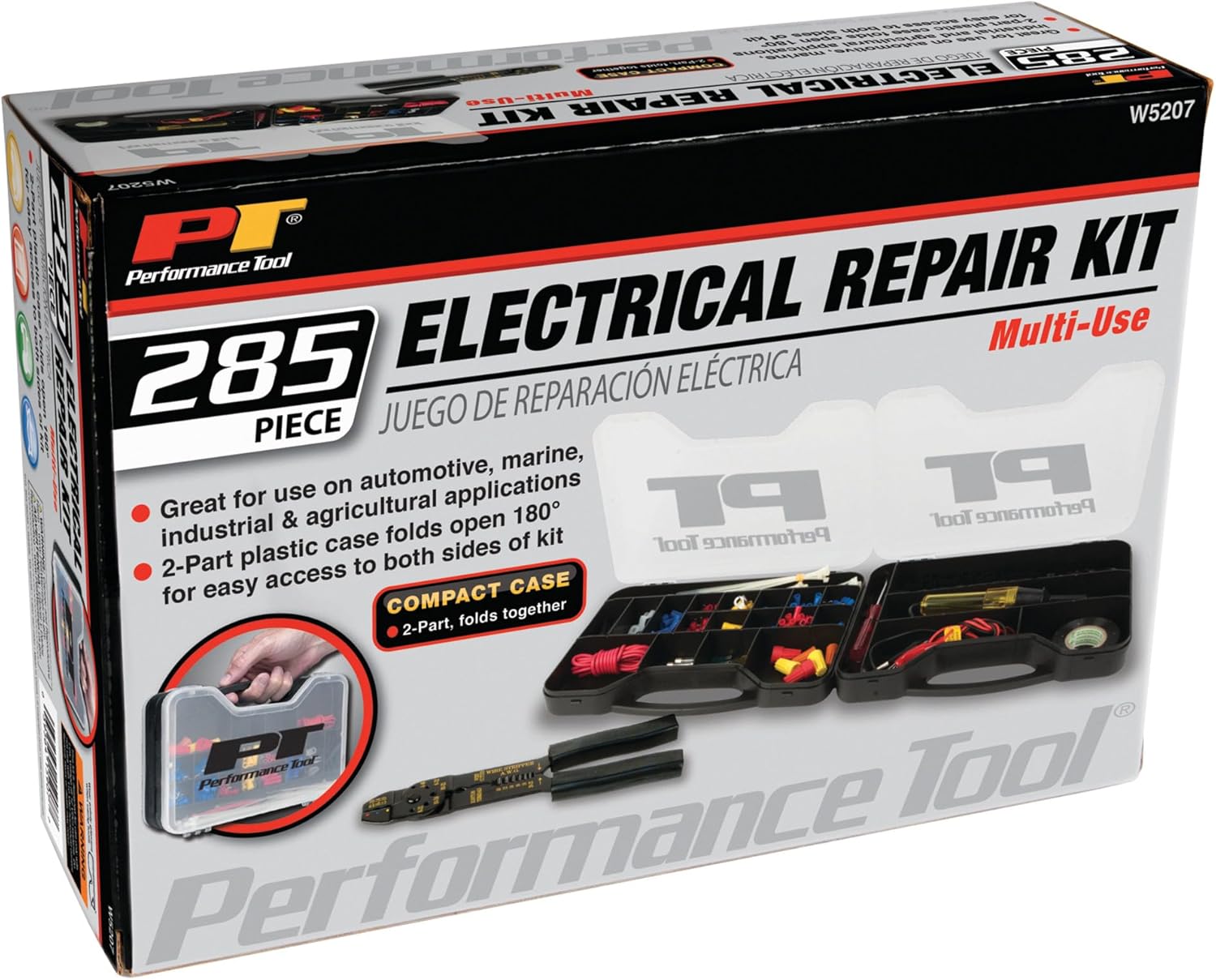 Performance Tool W5207 285 Piece Multi-Use Electrical Repair Kit, Black