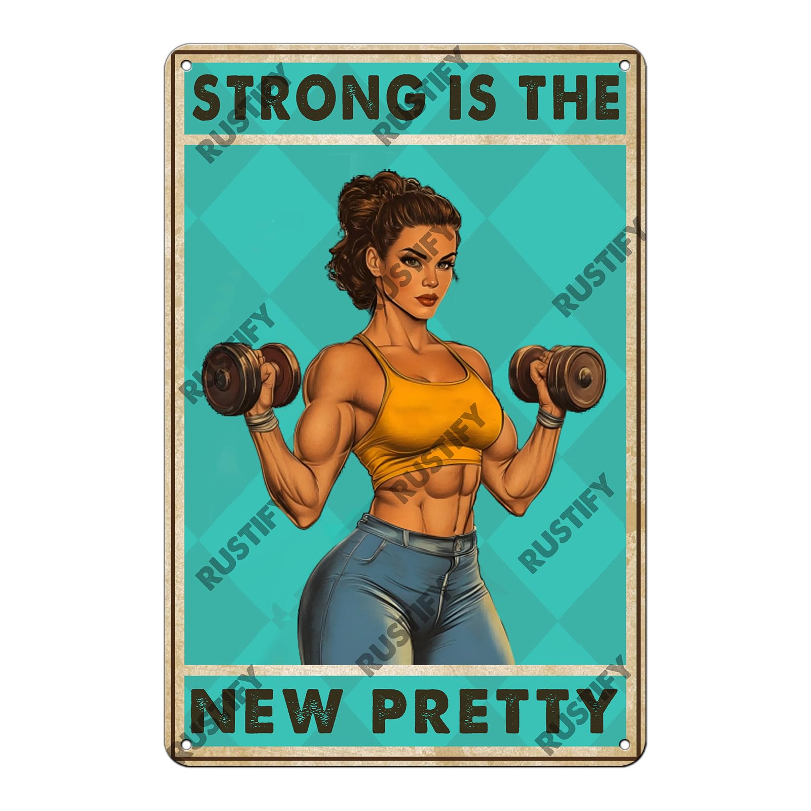 Anceky Strong Is The New Pretty Tin Sign Vintage Metal Sign Wall Decor for Outdoor Entryway Home Garage Backyard 12×8 Inch