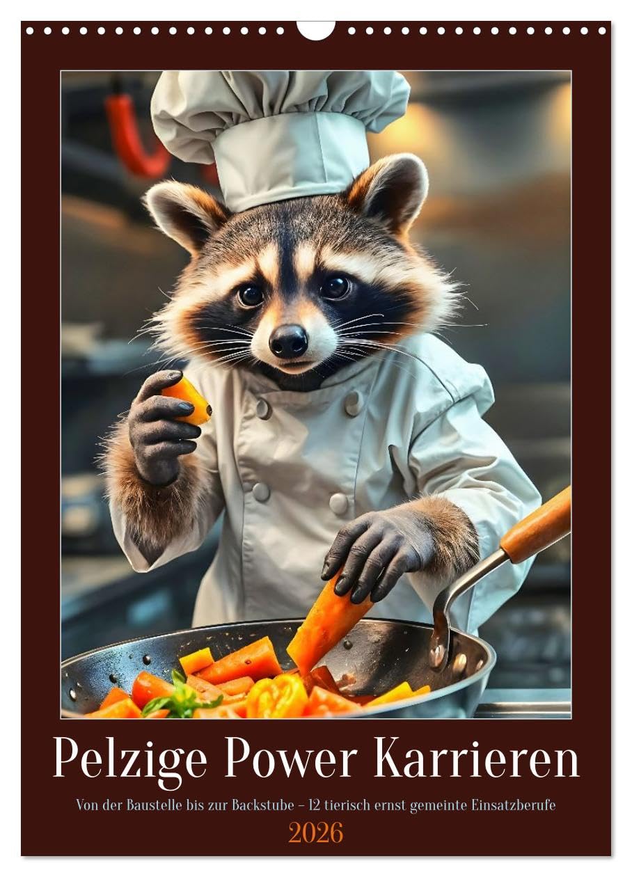 Furry power careers. From the building site to the bakery, 12 beastly serious careers UK-Version (Wall Calendar 2026 DIN A3 Portrait), CALVENDO 12 Month Wall Calendar โ image 1