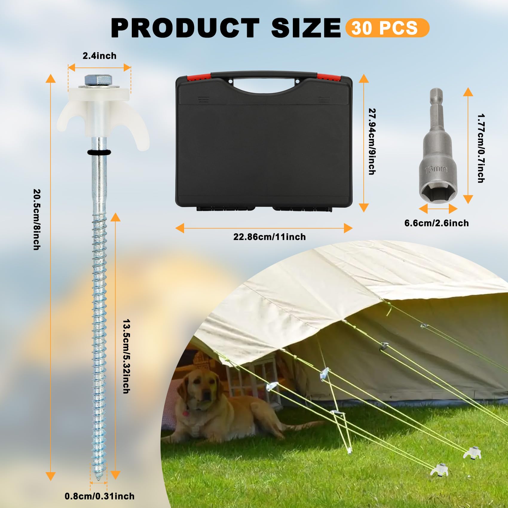 Lot De 20 Piquets De Tente Robustes De 20,3 Cm – Piquets De