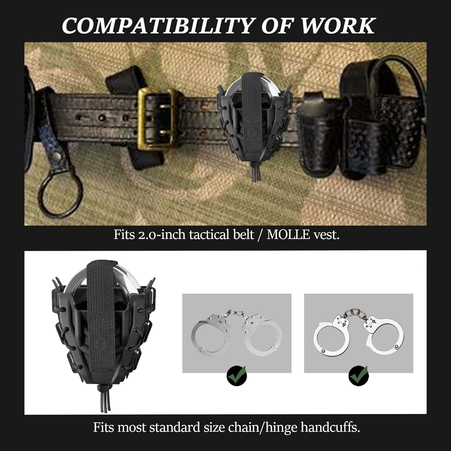 Molle Handcuff Pouch, Cuff Case for Duty Belt, Fit Handcuff Holder for Duty Belt and Handcuffs Holster