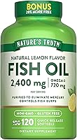Vista 1 de Nature's Truth Aceite de pescado de 2400 mg 120 cápsulas blandas de liberación rápida 720 mg de Omega 3 Píldoras de sabor a limón sin eructos