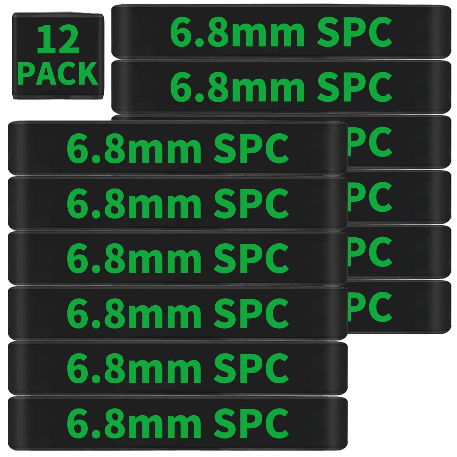 12 Pack Miaozhun 6.8mm SPC Magazine Marking Bands 6.8 SPC Ammunition Caliber Identification (Black-Green)