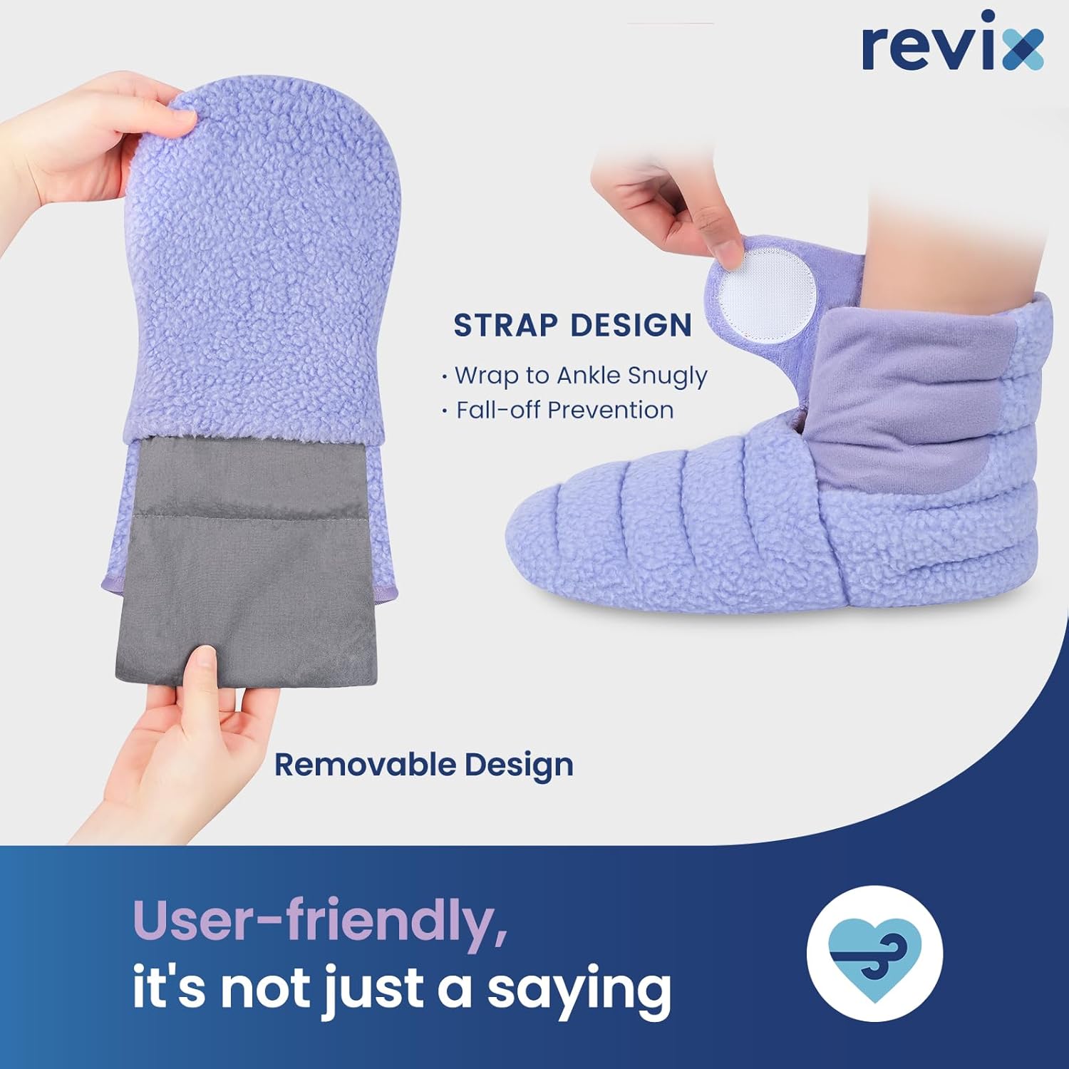 REVIX Heated Mittens and Microwavable Booties, Microwave Feet Warmers and Moist Heat Hand Warmer Gloves for Women & Men, Heated Foot Warmer for Foot & Ankle Discomfort, Cold Feet, Purple L, Set of 2