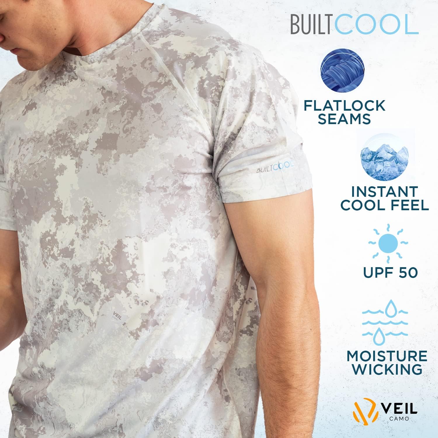 BUILTCOOL Men’s Crew Neck Raglan Shirt – Quick Dry Shirts for Men, Instant Cooling Moisture Wicking, UPF 50 Sun Protection - Image 5
