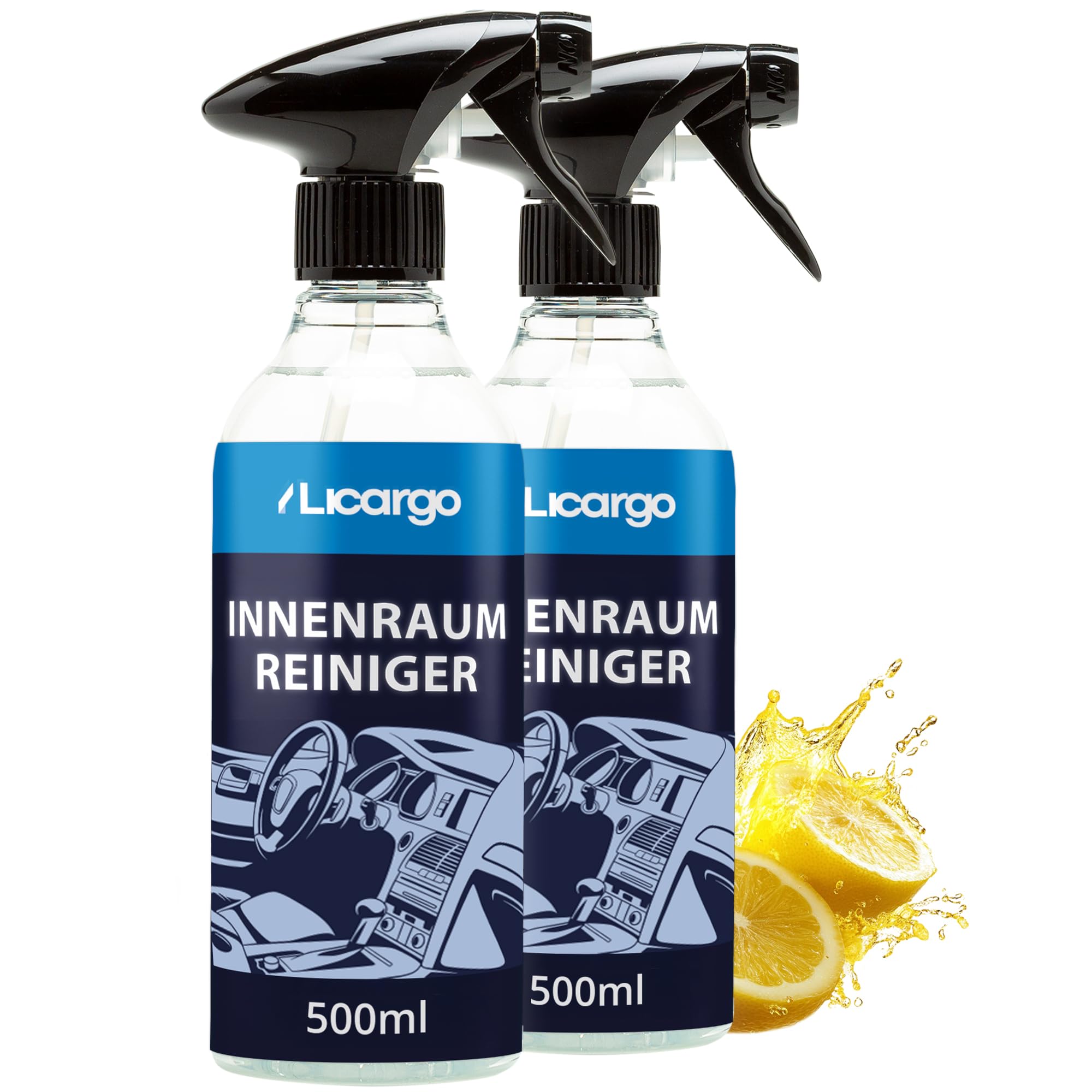 LICARGO Innenraumreiniger (2x 500ml) - Cockpit Reiniger pH neutral - porentiefe Reinheit für Kunststoff, Polster, Leder - Auto Innenraum, Cockpitpflege, Innenraumreiniger