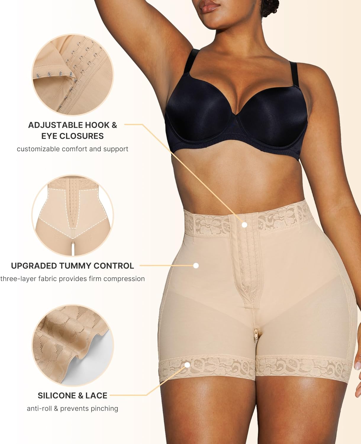 SHAPELLX Butt Lifting Shapewear Tummy Control Butt Lifting Shorts with Built-in Steel Bones - Image 3