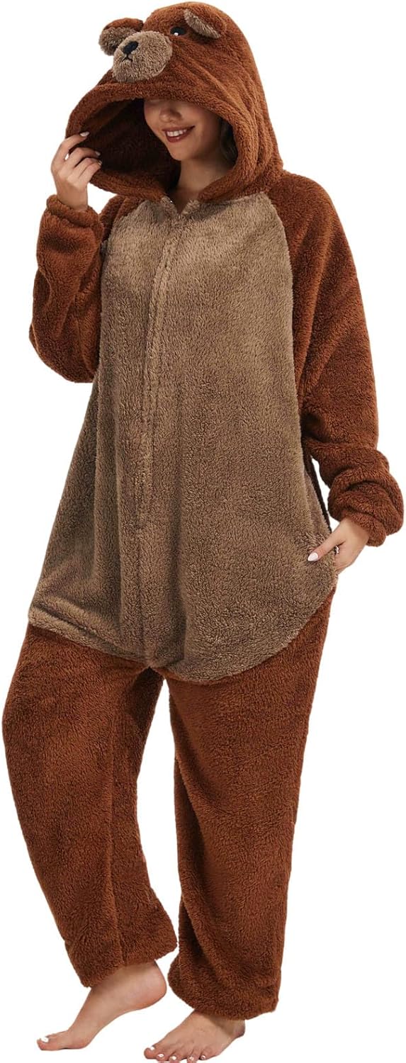Très Chic Mailanda Unisex Fleece Animal Adult Onesie Costume Pajamas Zip Up Plush Sleepwear Loungewear