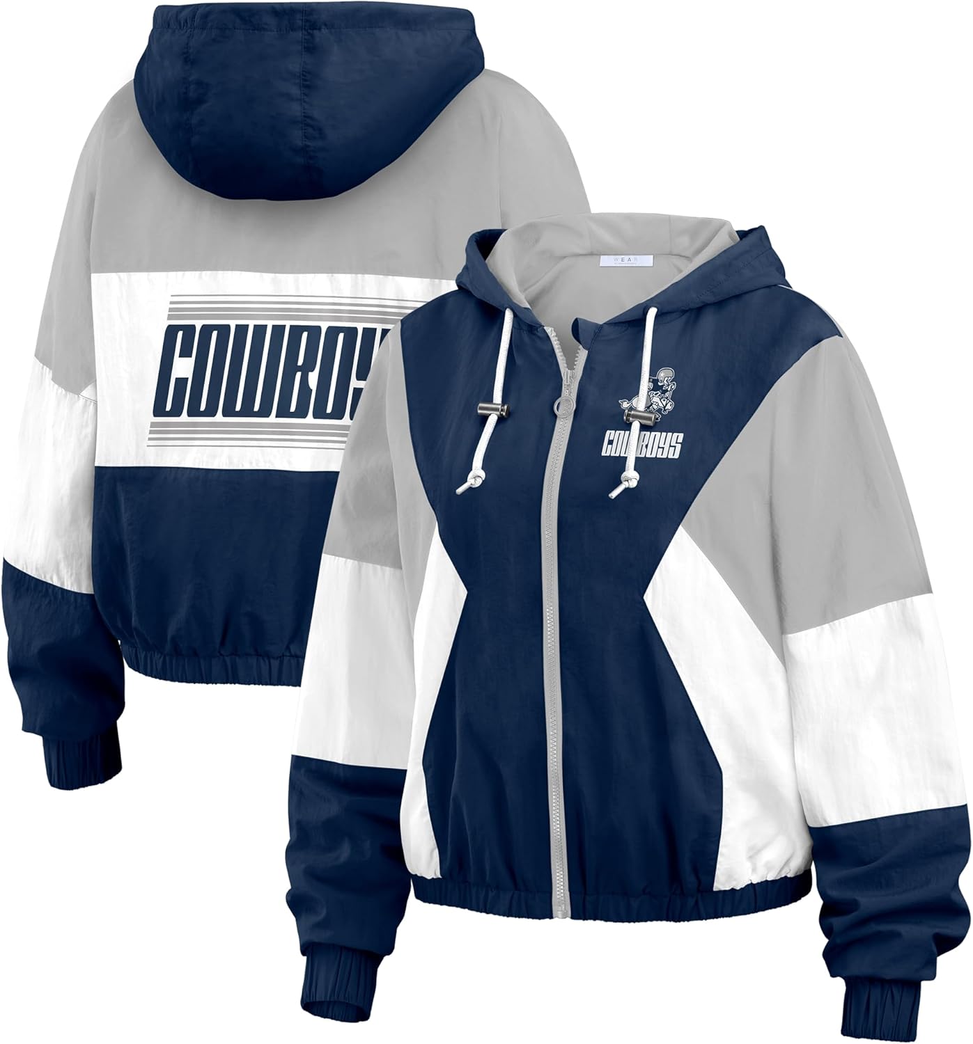 WEAR by Erin Andrews Women's NFL Plus Size Color Block Full-Zip Windbreaker Jacket