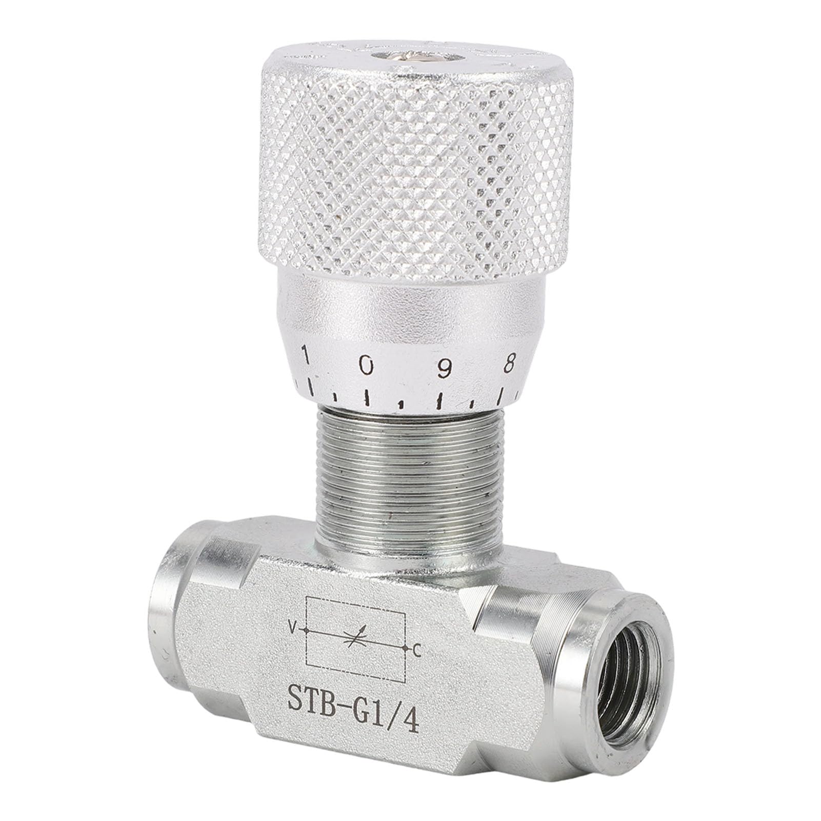 VBESTLIFE Valvola di Controllo del Flusso Bidirezionale per Miniescavatori da 0,8-2 Tonnellate, con Porta Standard da 1/4 di Pollice e Filettatura Metrica L08