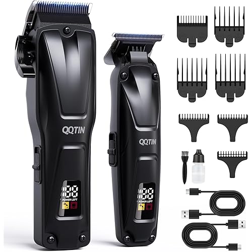 Hair Clippers for Men Professional, Cordless Electric Hair Trimmer with Fast Charging Port, Up to 5 Hours Runtime Hair Cutting Kit, Barber & Home Clippers and Trimmers Set (Black)