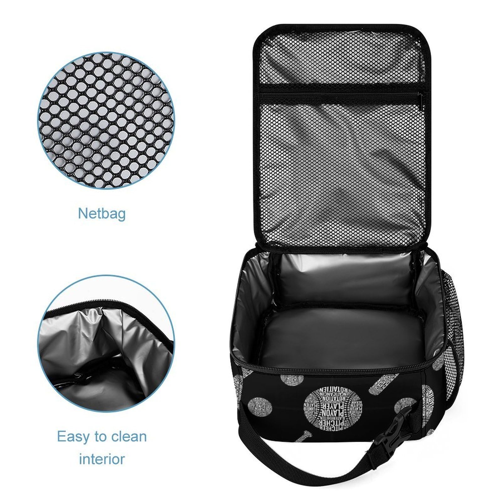 Ensemble sac à dos comprenant une boîte à lunch, une trousse de maquillage, un sac à dos de sport (2) et un sac de rangement.