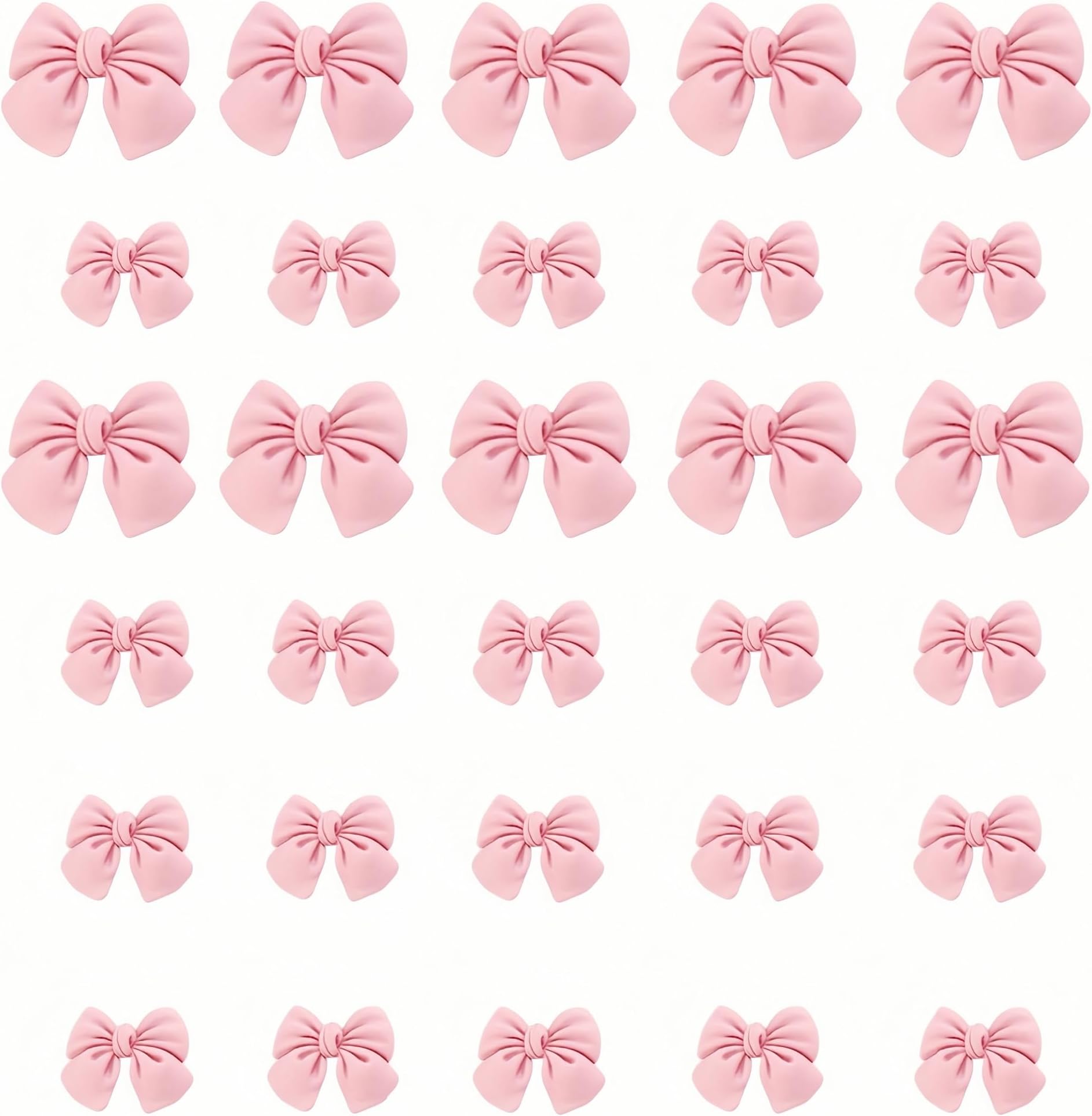 30pcs 2sizes The Pink Stuff Croc Charms Decorations,Bow Cake Topper, Coquette Bow Croc Charms Cake Topper Supplies For Theme Parties/Engagements Baby Showers Birthday Parties
