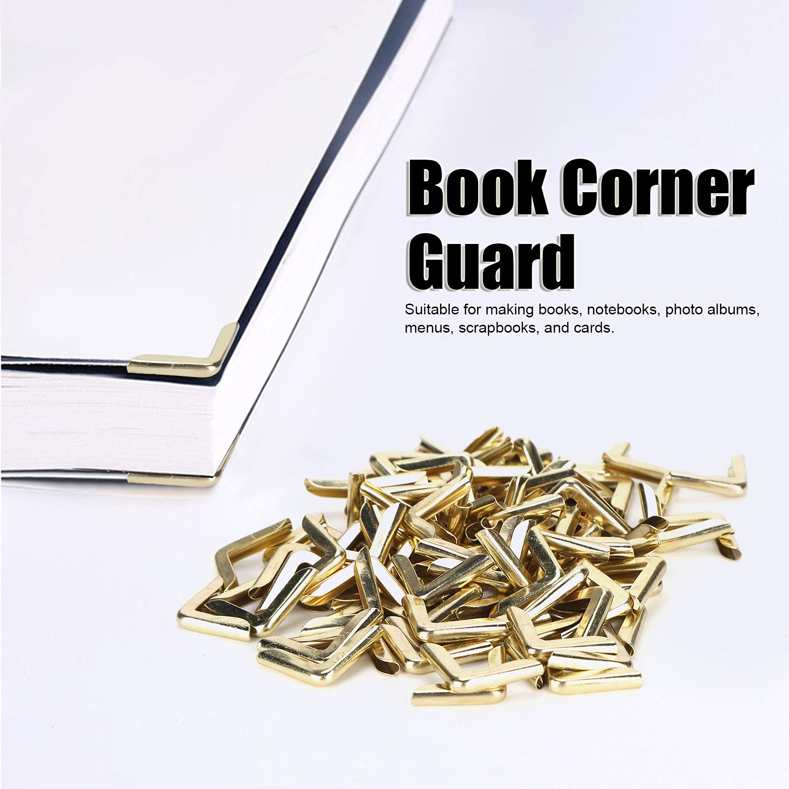100pcs Book Corner Protector,Aluminum Alloy Decorative Trim Corner Protector File Folder Corner Album Guard for Photo Album Notebook 2.2mm