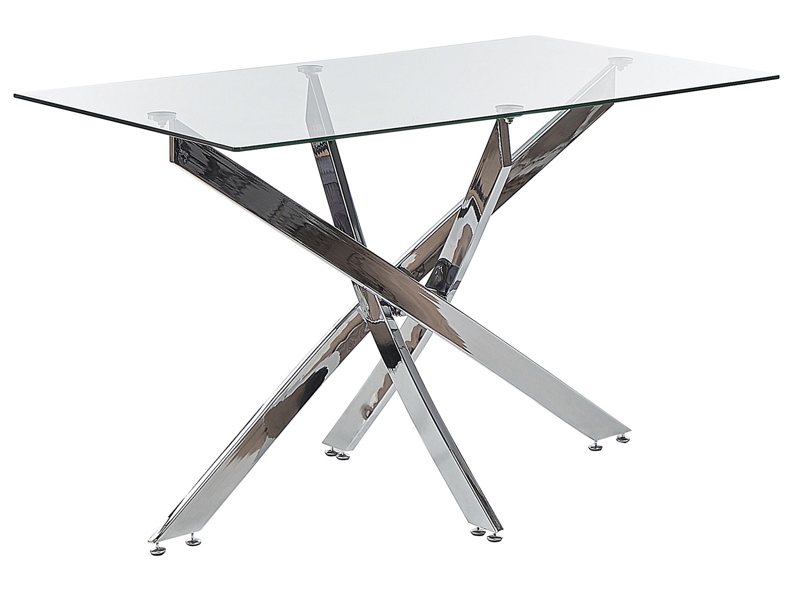 Beliani Mesa de Comedor Tablero de Vidrio Templado 120 x 70 cm Patas Plateadas 4 Personas Moderno Maramo