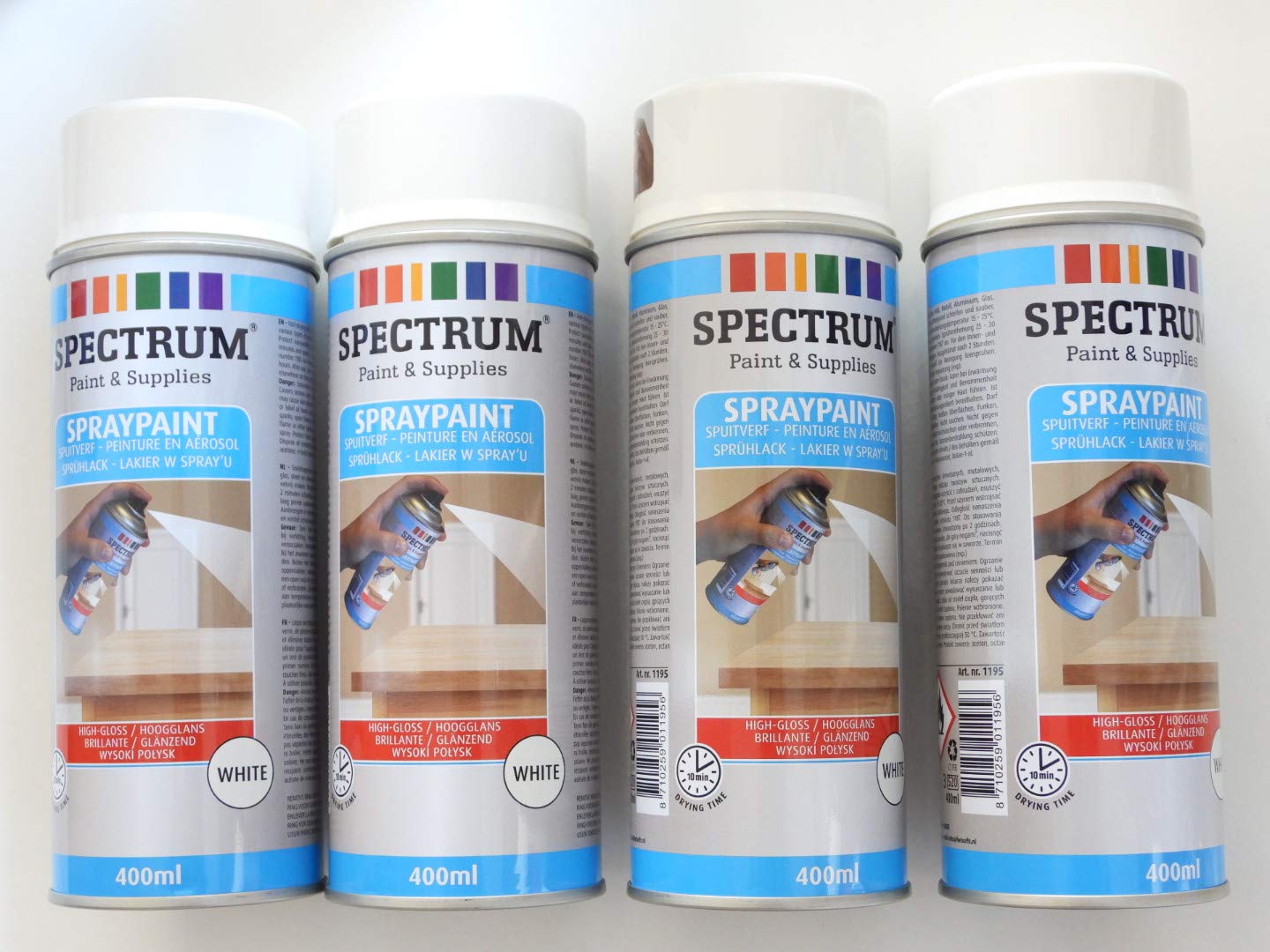 Peinture blanc brillant aérosol haute adhérence multi-supports lot de 4x400ml