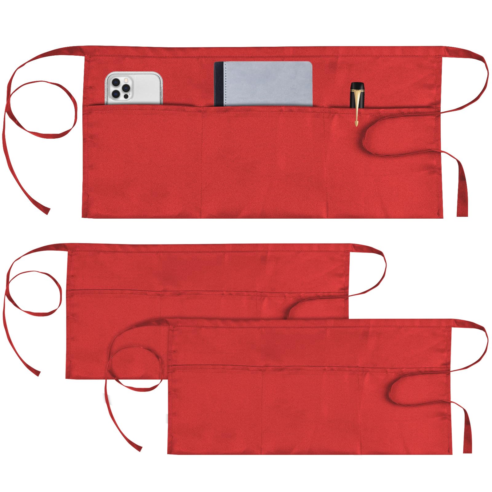 3 Pack Server Apron, Short Waitress Apron with Pockets for Servers, Waiters