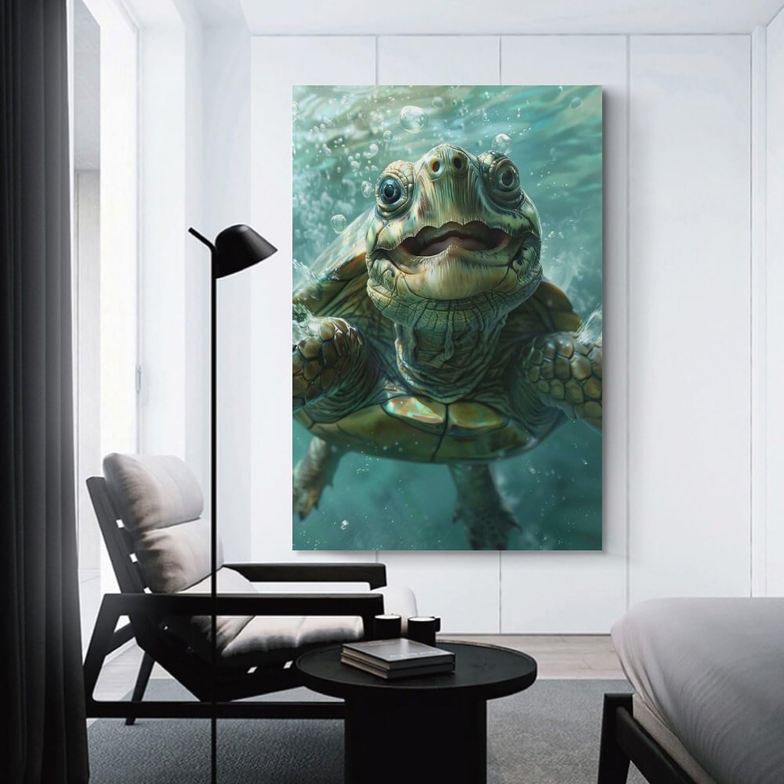 Junmoney Unframe-Turtle Sea Canvas Wall Decor Turtle Sea, 12X18inch(30X45cm), For Flats, Guest Rooms Or Compact Rooms, Wall Decor With Flexible Room Appeal