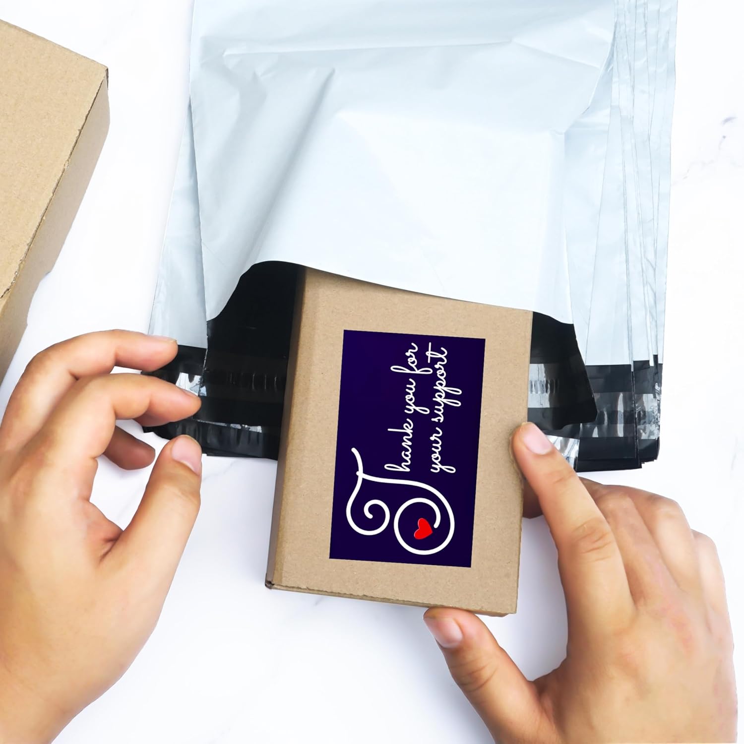 RXBC2011 Thank you for your support cards small business packaging appreciation notes 3.5x2 inches pack of 100 Navy - Image 6