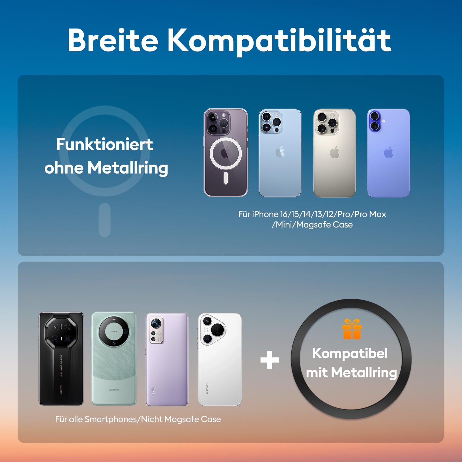 MAGJIEYX für Magsafe Autohalterung mit Ladefunktion, Handyhalterung Auto Ladegerät CD Schlitz 15W Schnellladen mit 3M Dashboard Klebepad Starke Magnetkraft für iPhone 16 15 14 13 12 Auto Zubehör Grau
