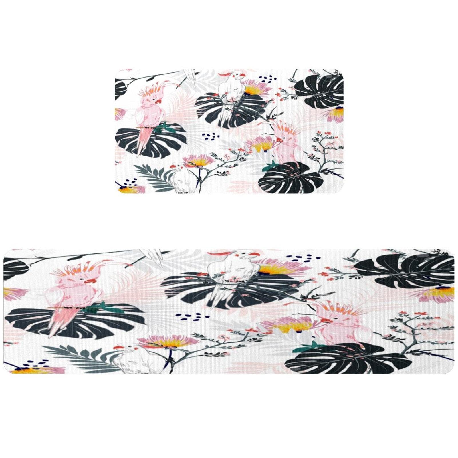 Tapete de cocina de diseño de loro en la selva VAPOKF alfombras lavables de 2 piezas