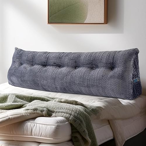 TerriTrophy Almohada triangular de cuña para cabecero, cojín grande para reposo en cama, almohada de lectura, respaldo de posicionamiento, cojín con