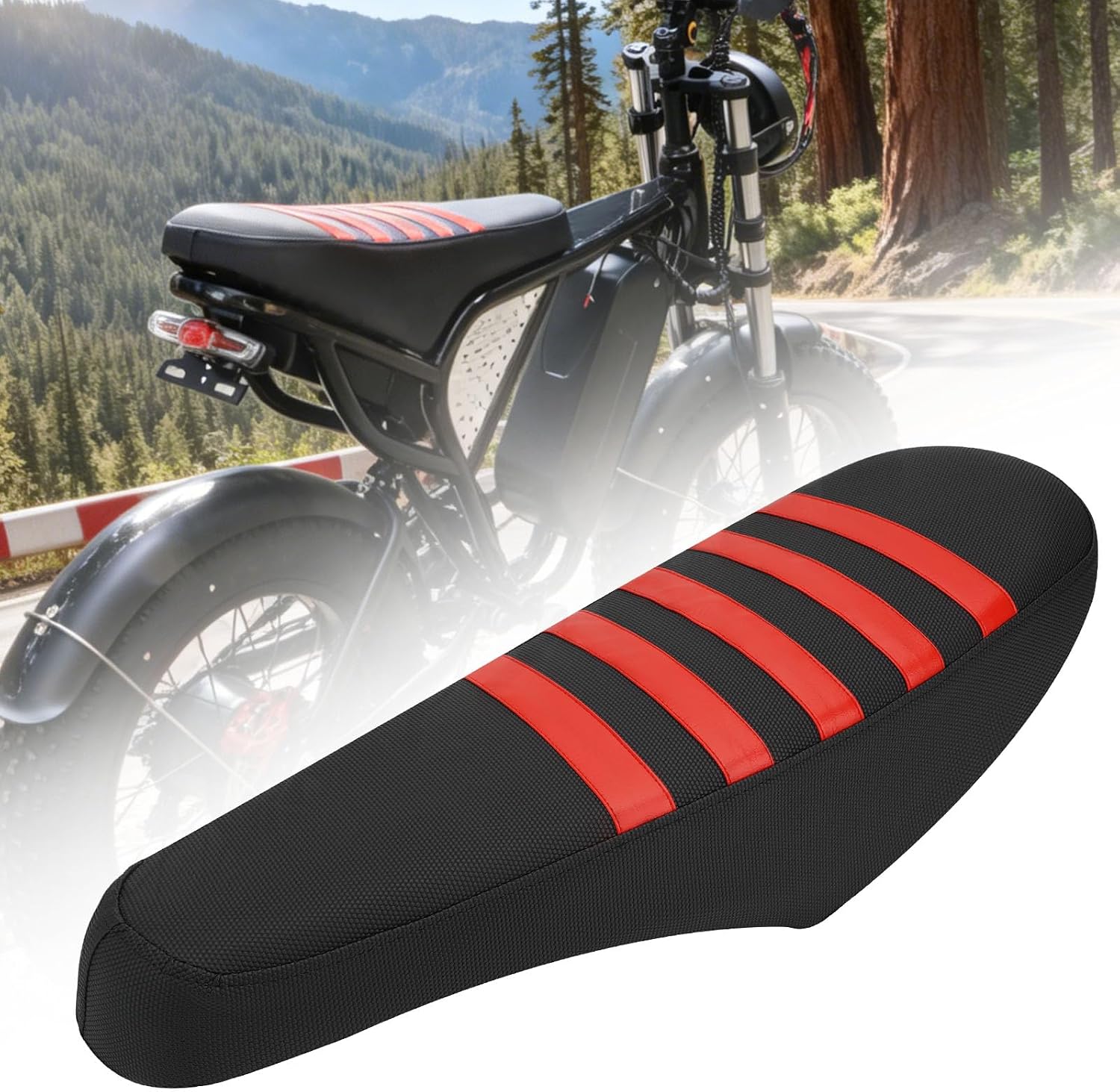 Waterproof Non-Slip Seat Cover for Ridstar Q20 / Q20 Pro Lite Electric Bike – Thickened, Washable, All-Season Soft Saddle Cover (Red)