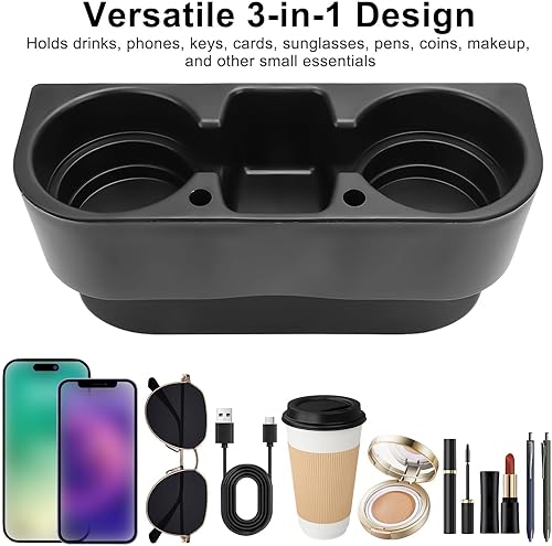 Miniatura 3 de EEEKit Portavasos de coche, soporte de copa de cuña con costura para asiento de automóvil, organizador de almacenamiento de teléfono celular,