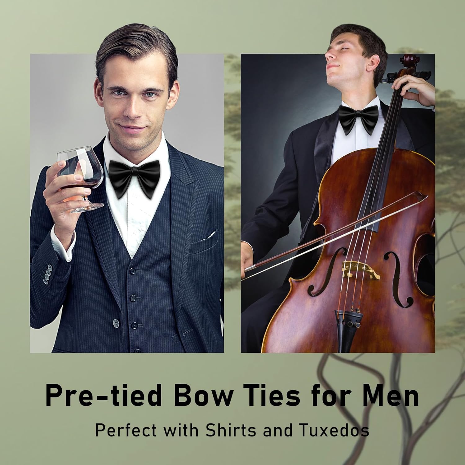 Oversized Bow Ties for Men, Mens Bow Tie Adjustable Pre-tied Bowtie Solid Color Bowties for Wedding Banquet Prom Daily - Image 4