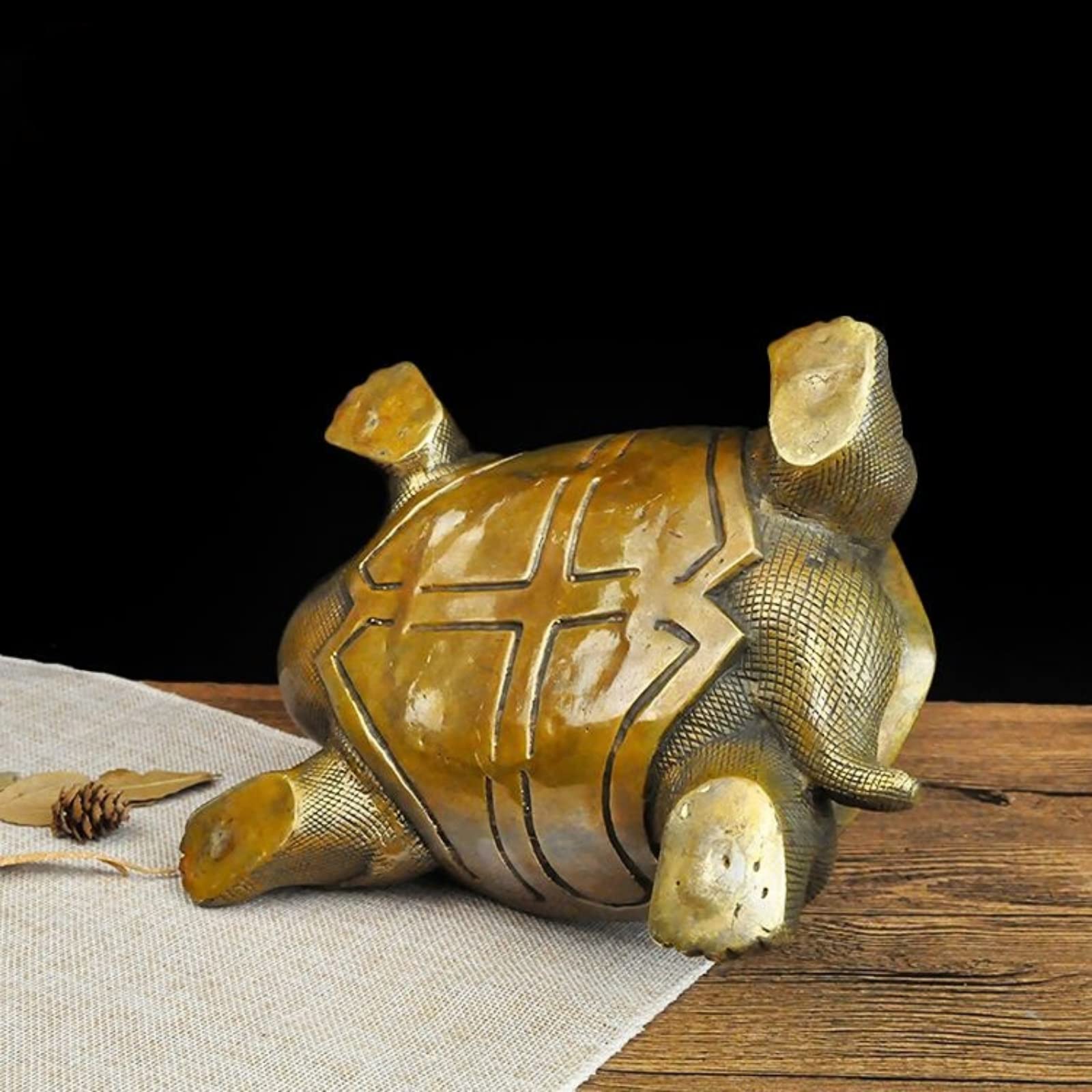 Amazon.co.jp: 真鍮製ラッキータートルミニチュアフィギュア、動物亀像